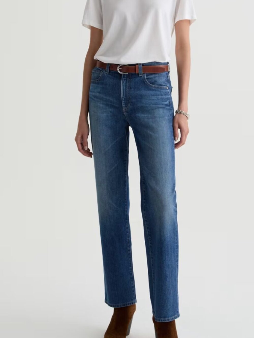 NWT AG Adriano Goldschmied Mid Rise Brinley Straight Leg Dark Blue Jeans S31